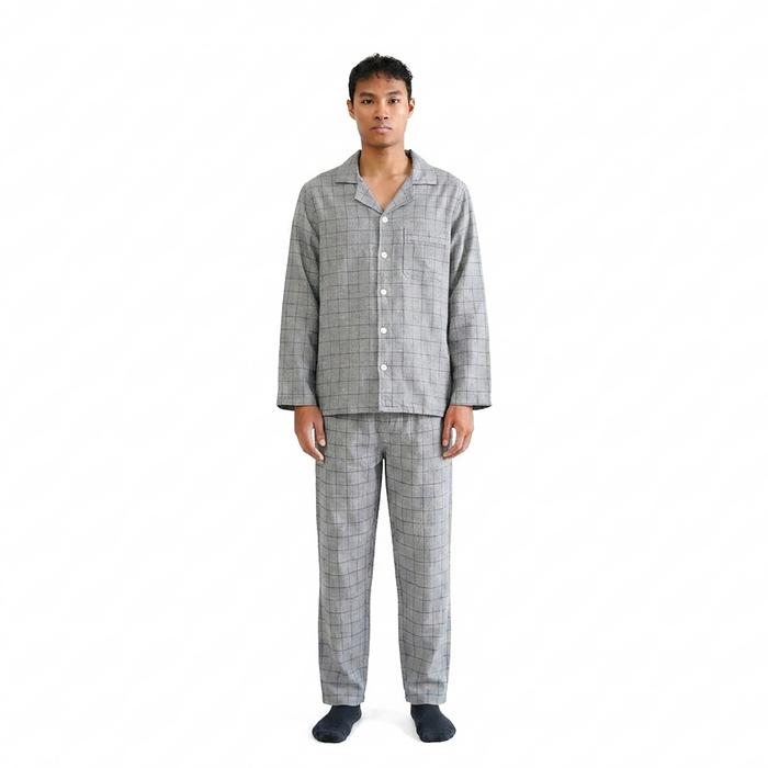 Gambar FOLX Patterned Cotton Pyjamas Set - Dark Grey, L dari FOLX ID undefined Tokopedia
