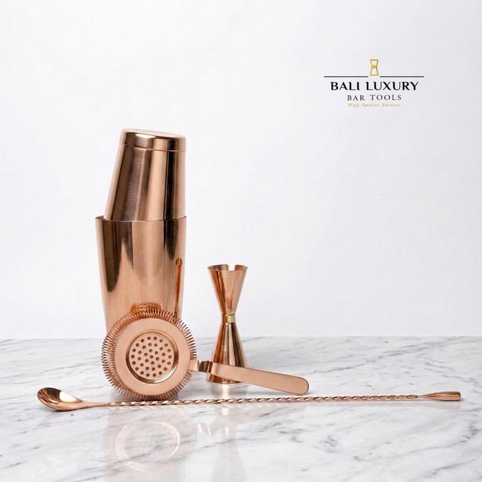 Gambar Bali Luxury | Basic Bartender Tools Set 4 Pcs - Boston Shaker Premium Bar Kit - Rose Gold dari Bali Luxury Bar Tools undefined Tokopedia