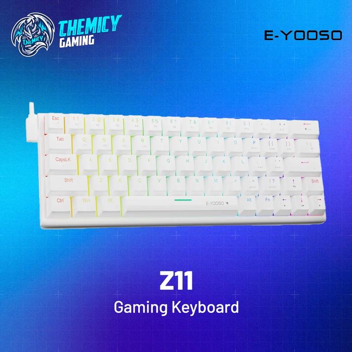 E-YOOSO / EYOOSO Z11 / Z-11 Wireless Hotswap RGB Mechanical Gaming Keyboard - Putih, Blue Switch