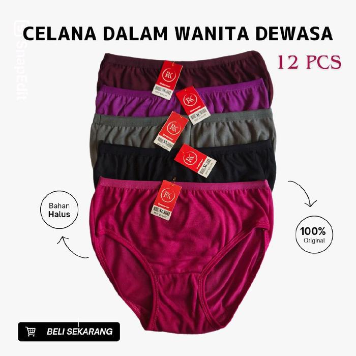 Gambar Isi 12 Pcs Dan 6  Pcs Celana Dalam Wanita Dewasa Remaja Pakaian Dalam Wanita Bahan Katun Lembut Nyaman Di Pakai Pendek Polos - 6 Pcs, M dari Via33Shop_NEW undefined Tokopedia