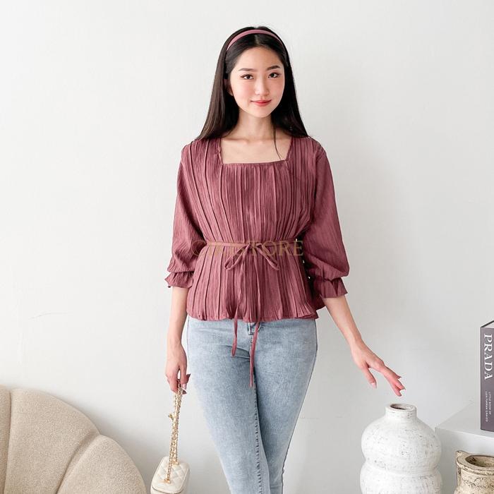 Gambar Cikistore - Aqila Top Atasan Blouse Wanita Baju Casual - Pink, All Size dari Cikistore_NEW Kota Administrasi Jakarta Timur Tokopedia