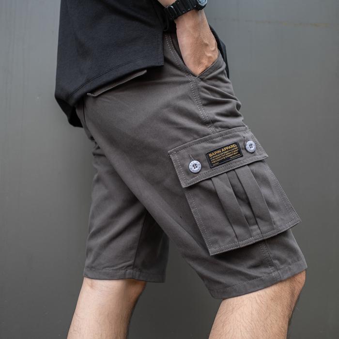 Gambar BAPIN Celana Cargo Pendek Pria Iron Old Grey - Short Cargo Pants Casual Cowok Santai - Old Grey, S (27-28) dari Bapinstore_NEW undefined Tokopedia