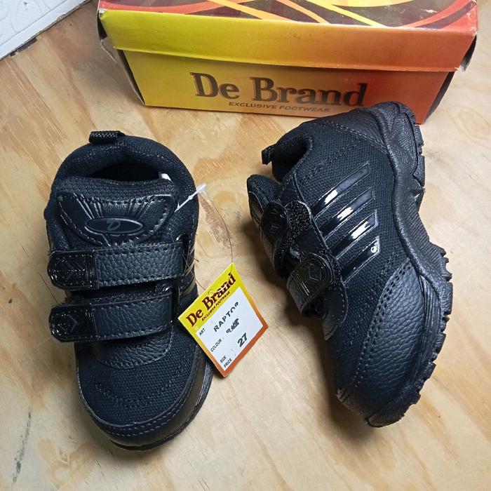 Gambar De Brand Sepatu Sekolah Anak TK-SD Model Velcro Bahan Kain Hitam Shoes - Hitam, 27 dari indrajosilver undefined Tokopedia