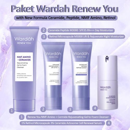 Gambar Paket Wardah Renew You New Formula - SKincare Anti Aging Retinol, Ceramide, Peptide - Paket 4pcs dari Indobeautynesia_NEW undefined Tokopedia