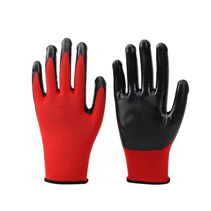 Gambar 【6/12 Pasang】Sarung Tangan Anti Slip Kuat Safety Nilon Lapis Nitril Palmfit Palm Fit Keamanan kerja Sarung Tangan Kerja Kombinasi Katun Karet Anti Cutting Merk Lupo sarung  tangan  anti  duri  sawit - Merah, 6 Pasang dari AeroLoka undefined Tokopedia