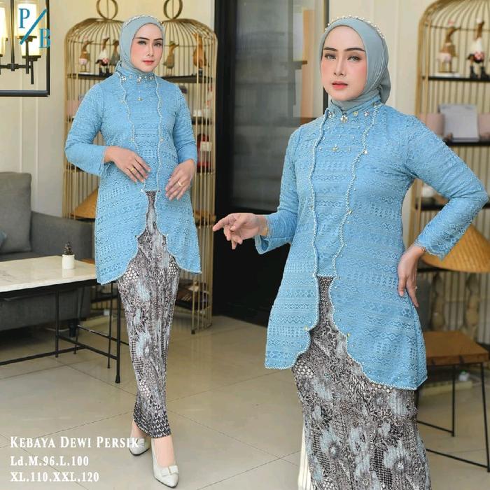 Gambar oneset baju wanita modern Kebaya dewi persik PB brokat payet modern Baju wanita kekinian terbaru mewah cantik buat kondangan lamaran couple kartini seragam - babyblue, atasan aja M dari Outfit Kebaya undefined Tokopedia