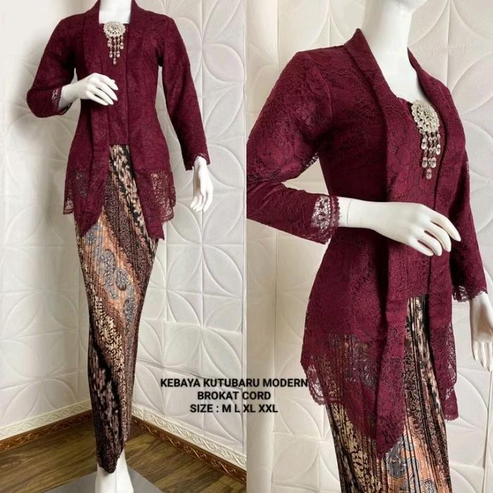 Gambar Set Tunik Kutubaru Modern Kebaya Kartini Dress Wanita Baju Atasan Katun Remaja Dewasa Setelan Pesta Wisuda Kondangan Hitam - Marun, M dari Haghia Boutique undefined Tokopedia