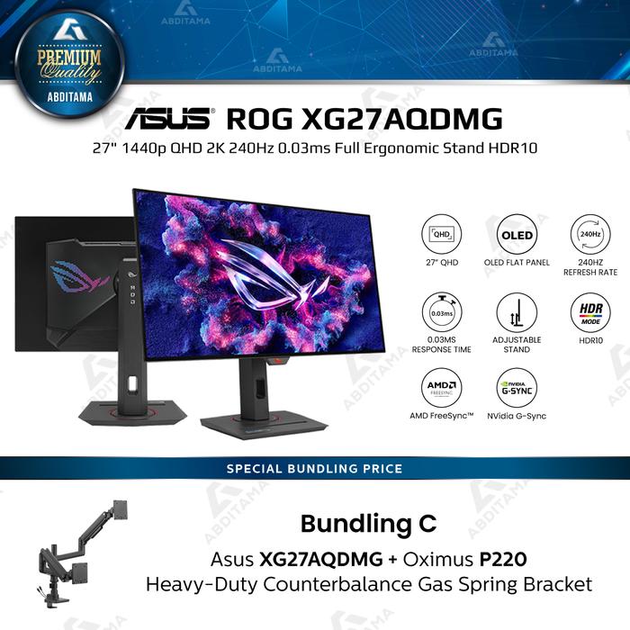 Gambar Monitor OLED ASUS ROG Strix XG27AQDMG 27" 1440p QHD 2K 240Hz 0.03ms Response Time for immersive gaming Full Ergonomic Stand 99% DCI-P3 Color Gamut Advanced AMD FreeSync/NVIDIA G-Sync Compatibility HDR10 for Unmatched Gaming Clarity and Performance - Bundling C, Seller dari Abditama Official undefined Tokopedia