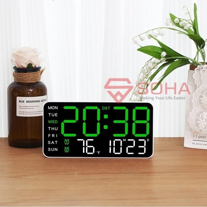 Gambar JD-6659 Jam Meja Digital Jam Dinding LED Angka Besar Alarm Suhu Temperatur Tanggal Hari - Hijau dari hargagrosirancom undefined Tokopedia