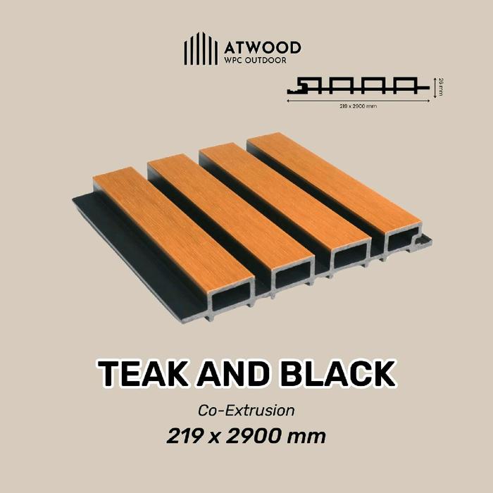 Gambar WPC Wallpanel outdoor | Wall Cladding Outdoor WPC - Teak & Black dari Wallpaper Indonesia . com Kota Tangerang Tokopedia