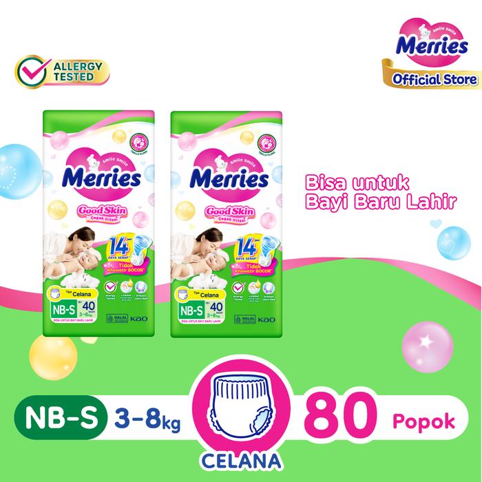 Gambar [CUCI GUDANG] Merries Good Skin Twinpack / 2 Ball - Popok Bayi Celana / Baby Pants Diaper - NB-S40 (3-8)kg dari Merries Indonesia undefined Tokopedia