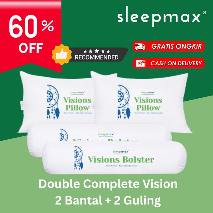 Gambar PROMO  MURAH SLEEPMAX PAKET BANTAL TIDUR PLUS GULING HOTEL VISION - Paket Keluarga Super Hemat 2 Bantal + 2 Guling dari Sleepmax undefined Tokopedia