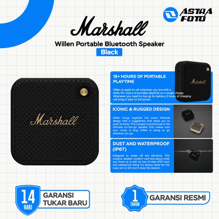Gambar Marshall Willen Portable Bluetooth Speaker - Hitam dari Astra Foto undefined Tokopedia