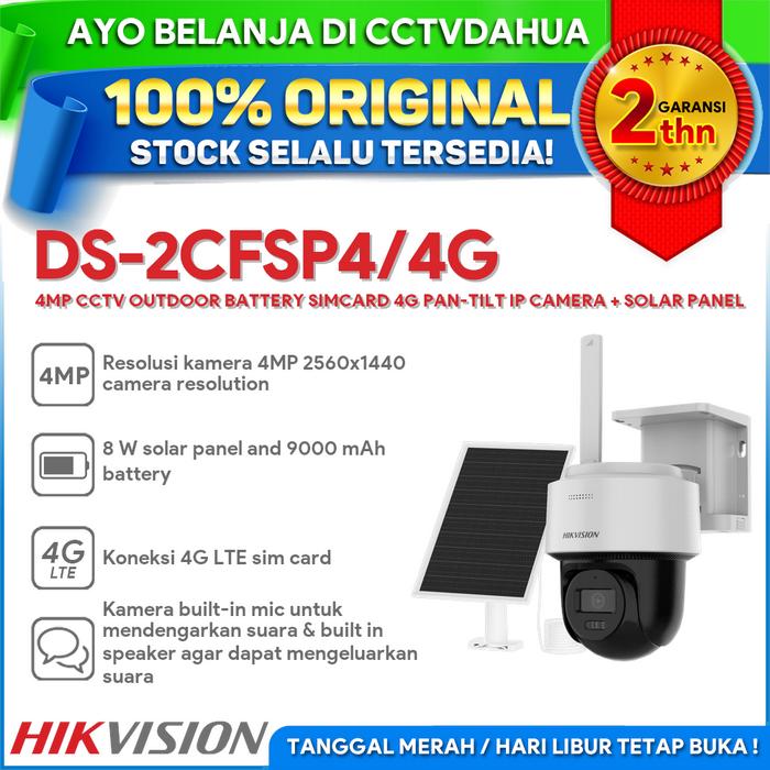 Jual HIKVISION DS-2CFSP4/4G 4MP CCTV OUTDOOR BATTERY SIMCARD 4G