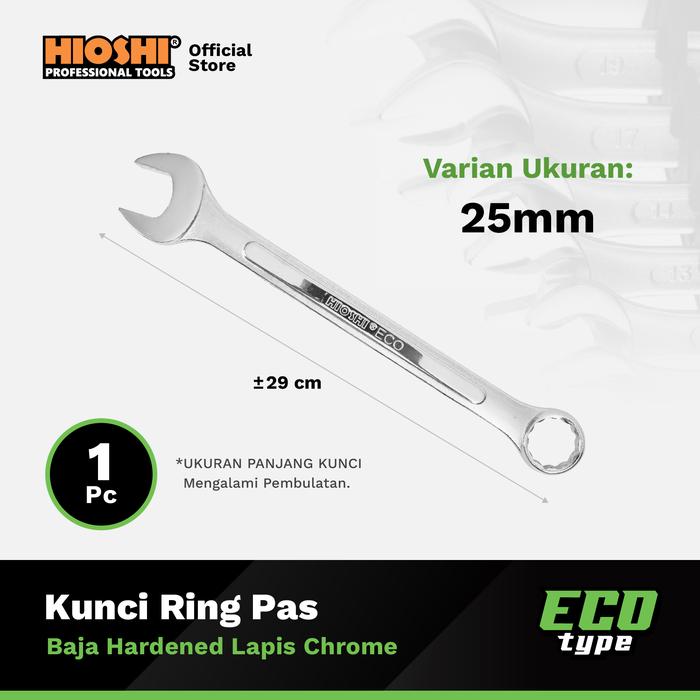 Gambar HIOSHI/Kunci Ring Pas/ECO/ 6/8/10/11/12/13/14/15/16/17/18/19/20/21/22/23/24/25/26/27/28/29/30/32 mm Combination Spanner Wrench Kombinasi / Bolak balik - 25mm dari HioshiToolsOfficial undefined Tokopedia