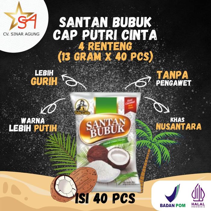 Gambar [SANTAN BUBUK 4 RENTENG] Santan Bubuk Putri Cinta Kemasan 13 Gram ISI 40 PCS dari sinaragungsda undefined Tokopedia