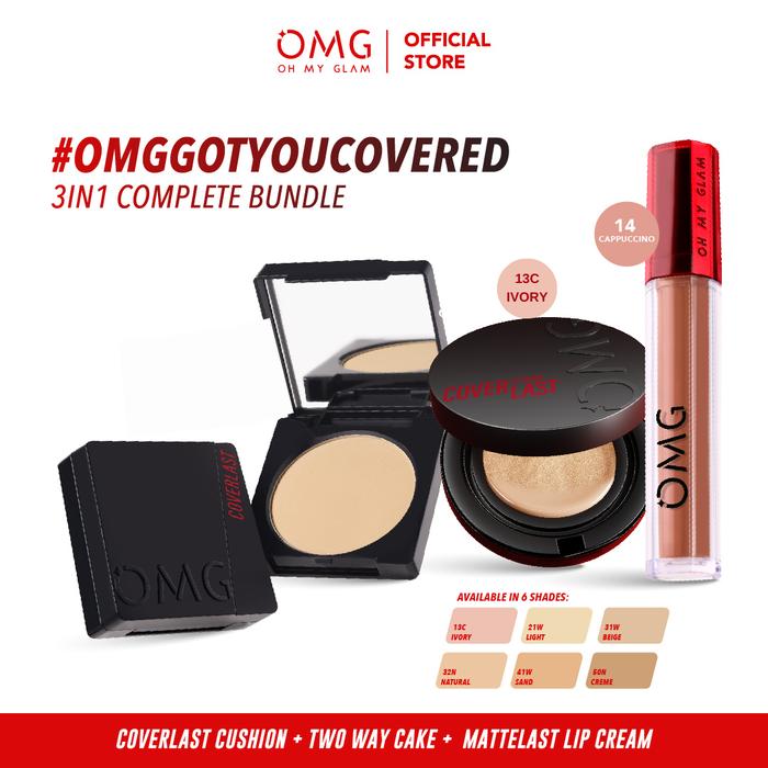Gambar [Toni Cu's Picks] - Buy 3 Lebih Hemat! Chic Flawless Makeup Kit OMG Oh My Glam Coverlast Cushion , Two Way Cake & Mattelast Lip Cream - 13C Ivory, 21W dari OMG Store_NEW undefined Tokopedia