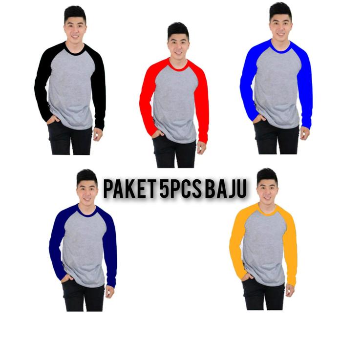 Gambar KAOS RAGLAN PRIA PAKET 5 PCS\ KAOS RAGLAN PRIA LENGAN PANJANG ATASAN PRIA / KAOS MURAH / KAOS DISTRO / T-SHIRT PRIA - random 5pcs m71, S dari WL Fashion store undefined Tokopedia