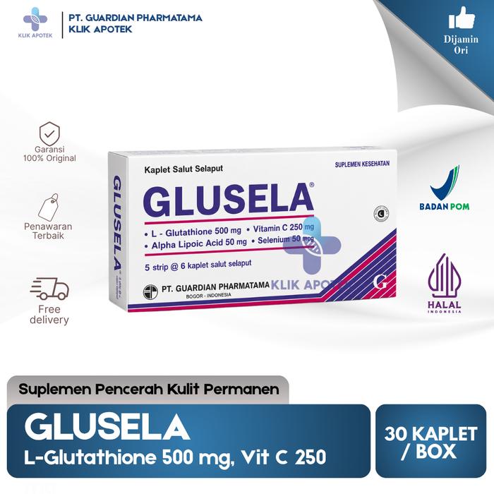 harga l glutathione asli Promo GLUSELA | L-glutathione 500mg +Vitamin C 250mg | Formula Lengkap untuk Kulit Sehat & Cerah | Suplemen Kesehatan Harian live350