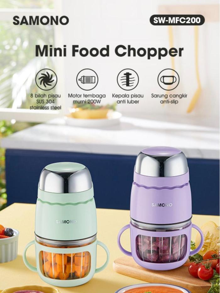 Gambar Samono MIni Food Chopper SW-MFC200 300mL Anti Slip SWMFC200 - Ungu dari amac electronic store undefined Tokopedia