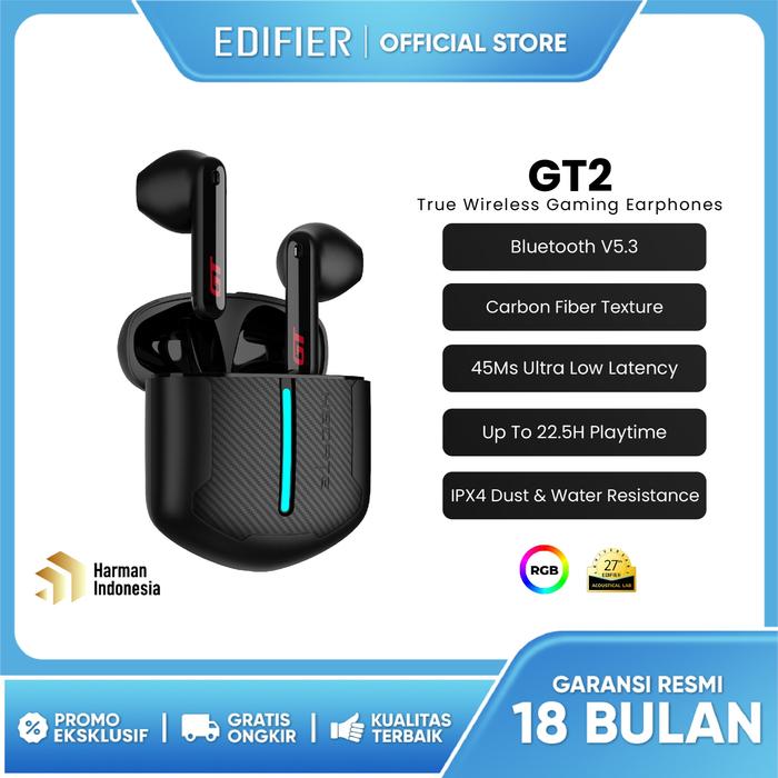 Gambar HECATE EDIFIER GT2 true Wireless Gaming Earbuds Headphone Lighting - Hitam dari Edifier Indonesia undefined Tokopedia