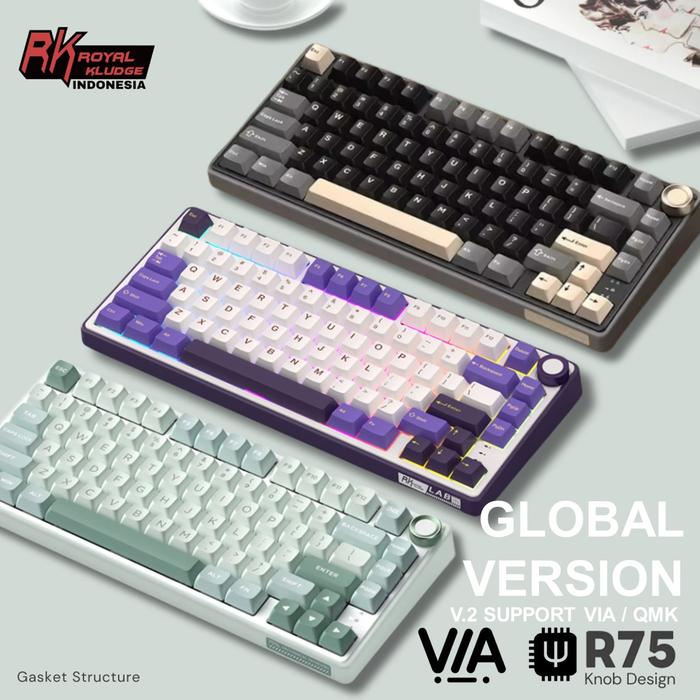 Gambar Royal Kludge RK R75 QMK/VIA RGB Knob 75% Gasket Mechanical Keyboard dari Royal Kludge Indonesia undefined Tokopedia
