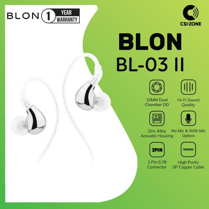 Gambar Blon BL-03 II / BL 03 II 10mm Dynamic Driver In Ear Monitor Earphone - Silver, No Mic dari CSI-ZONE undefined Tokopedia