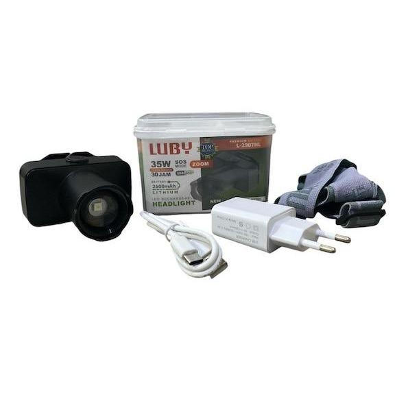 Gambar LUBY Senter Kepala Zoom L-2907NL Cahaya Putih 35Watt Tahan 30 Jam Baterai Lithium USB Chargeable Lampu Besi Hitam Kuning LED Super Terang Camping - PUTIH dari Rumah Senter undefined Tokopedia