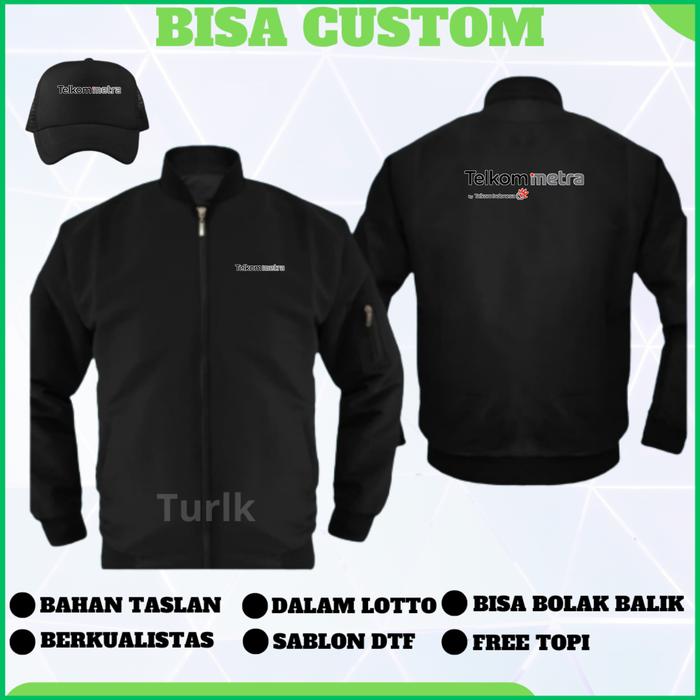 Gambar Jaket Telkom Metra Jaket Bomber Telkom Metra Custom Free Topi - Hitam, M dari kangabdulstore undefined Tokopedia