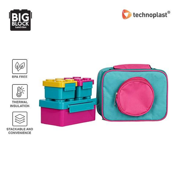 Gambar Tempat Makan Anak / Lunch Box Big Block Set + Tas Technoplast - Tosca-Ungu dari Technoplast undefined Tokopedia