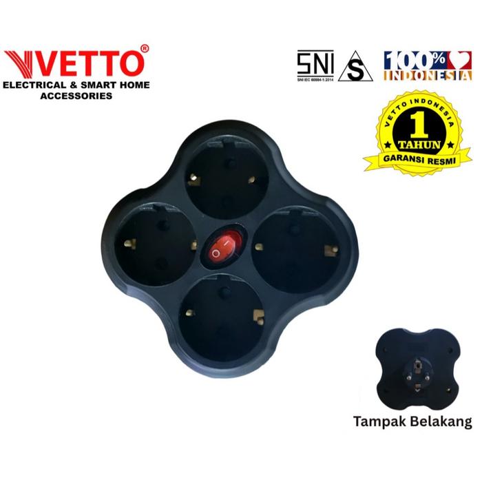 Gambar Colokan 4 Lubang Steker Multi Arde Switch - 4 in 1/SW SNI VETTO - Hitam dari VICTORIA BOSS Official Store undefined Tokopedia