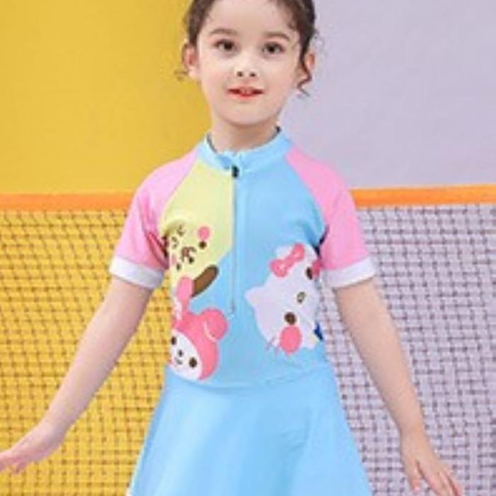 Gambar Baju Renang Kuromi Sanrio Onepiece Swimsuit Hello Kitty My Melody Anak Cewek Pompompurin Cinnamon Roll Resleting Depan LC543 - Biru, L dari Love Collection 357 undefined Tokopedia