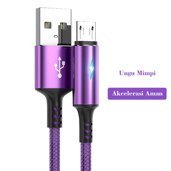 Gambar Kabel Data Pengisi Daya Indikator Daya 5A Android Micro USB Pengisian Cepat Ponsel Tipe-C untuk Samsung Xiaomi Huawei Vivo Oppo iPhone Charger Ungu Aluminium - Purple Type C dari HASAN Case undefined Tokopedia