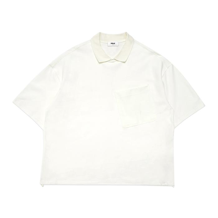 FOLX Polo Collar Oversize T-Shirt Ivory White, XXL