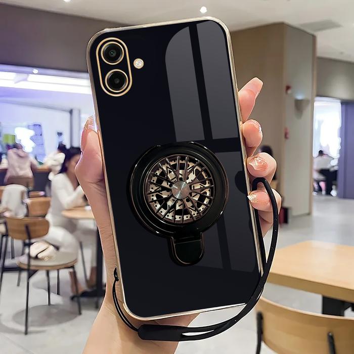 Gambar Case For Samsung A07 Softcase Stand Holder Ring Fun Silicone Plating - Black dari ALBABCASE undefined Tokopedia