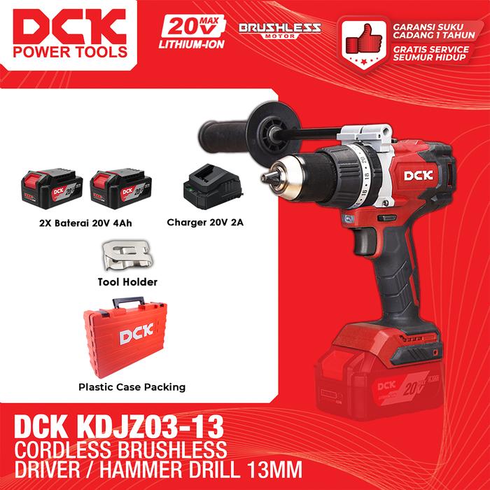 Gambar DCK Cordless Brushless Impact Driver / Hammer Drill / Mesin Bor Tembok Baterai Torsi 13mm KDJZ03-13 dari DCK Power Tools Indonesia undefined Tokopedia