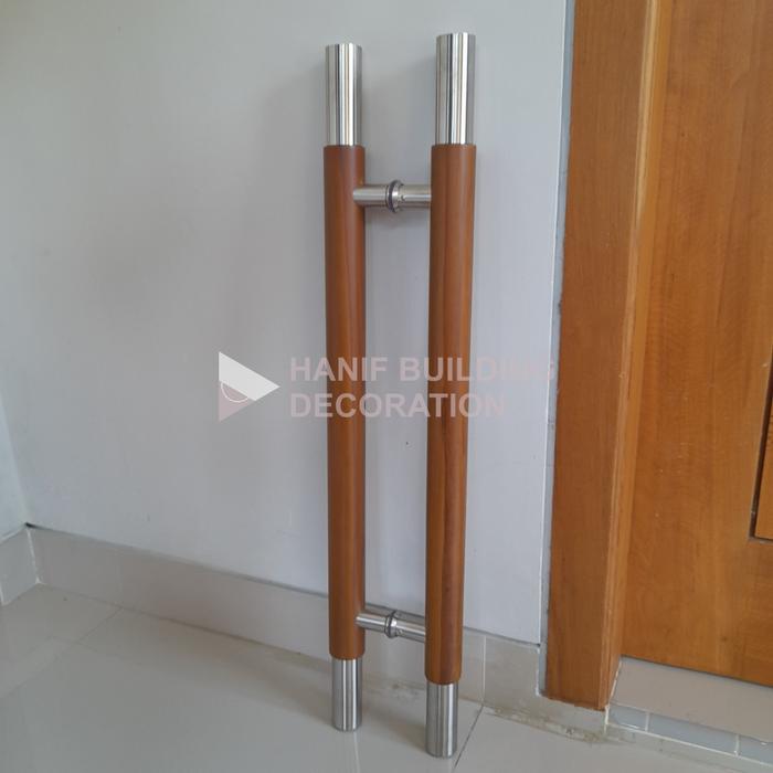 Gambar Handle Pintu rumah Gagang Pintu Stainless Steel Kayu Jati 100 cm - Coklat Muda dari Hanif Building Decoration undefined Tokopedia