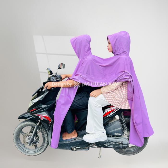 Gambar XAV Jas Hujan Ponco 2 Kepala Jumbo Dewasa Pria Wanita Bahan PVC 025 Terlaris Tebal Anti Rembes - Lilac (Ungu), Ponco 2 Kepala dari Design by JAS HUJAN XAV undefined Tokopedia