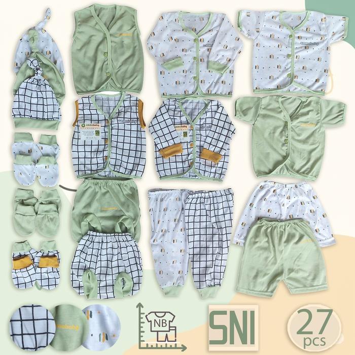 Gambar 27 pcs Baju Bayi Perempuan Laki-laki Pakaian Bayi Newborn SNI Brojol Paket Baju Bayi Murah Setelan 0-6 bulan Perlengkapan Bayi Baru Lahir Kado Kelahiran Gift Set Topi Sarung Tangan Sarung Kaki Beruang Coklat Lucu - 27 Kotak Sage dari ummababyshop_NEW undefined Tokopedia