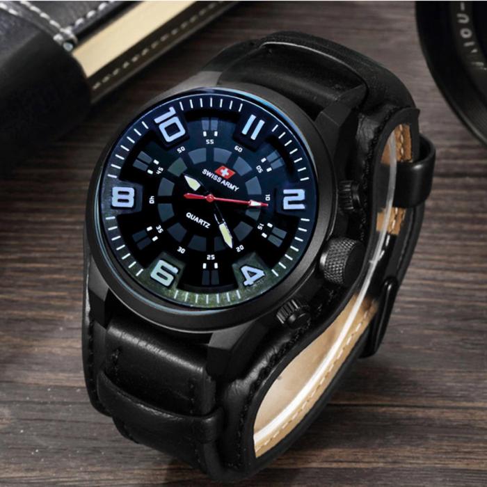 Gambar Jam Tangan Pria Strap Kulit Fashion Business Analog Terbaru - Hitam dari ELEGAZO undefined Tokopedia