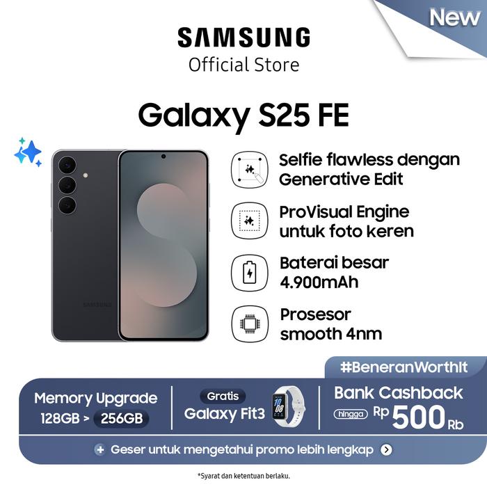 Gambar Samsung Galaxy S25 FE [8/256GB] | Smartphone AI | Android | Galaxy AI | 4900 mAh | Exynos 2400 - Jet Black dari Samsung Official Store undefined Tokopedia