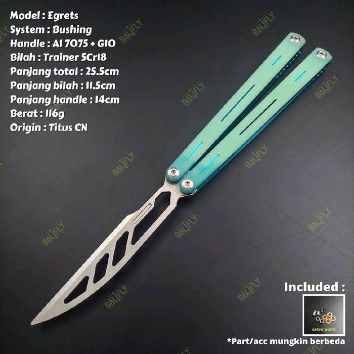 Gambar Balisong Butterfly Knife Titus Egrets - Jade dari BaliFly undefined Tokopedia