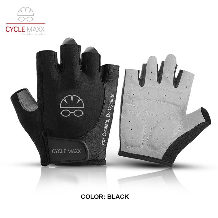Gambar CYCLEMAXX S109 Sarung Tangan Sepeda Gowes Olahraga Cycling Gloves Half Finger Bike Glove Sport - Black, M dari Maxxiebike undefined Tokopedia