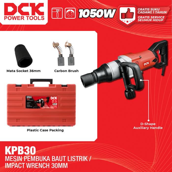 Gambar DCK Mesin Pembuka Baut Listrik 30mm / Mesin Impact Wrench Torsi 900 Nm 1050 Watt KPB30 dari DCK Power Tools Indonesia undefined Tokopedia