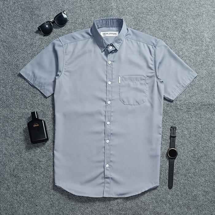 Gambar Detak Original Kemeja Polos Premium Pria Lengan Pendek Denim Casual Slimfit - Denim, M | MEDIUM dari DETAK ORIGINAL undefined Tokopedia
