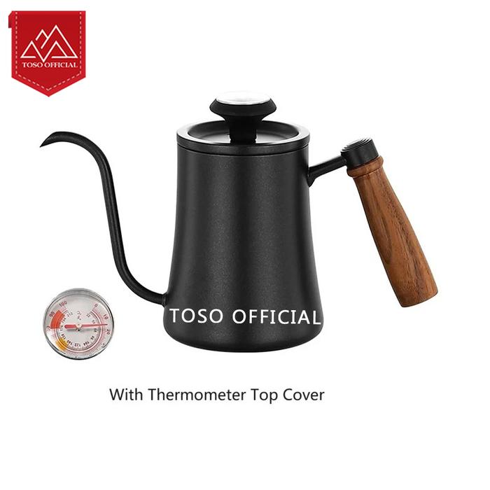 Gambar Teko Kopi Leher Angsa Termometer 500ml Gooseneck Drip Kettle Thermometer Pour Over Kettle Teko Barista Coffee Pot Wood Handle - TEKO TERMOMETER dari Toso Mart undefined Tokopedia