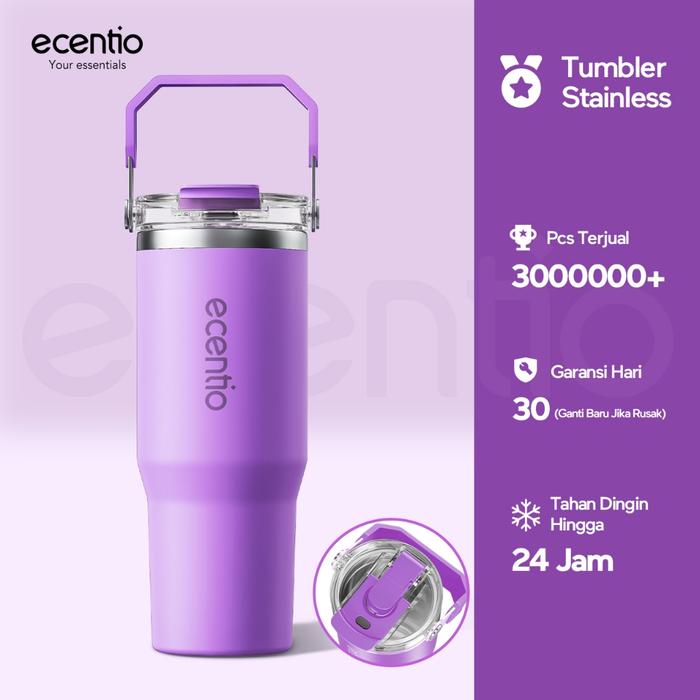 Gambar ecentio tumbler Stainless Vacuum 900ml ungu briu/pink/beige Portable Thermos Botol minum besar dari ecentio.indonesia undefined Tokopedia