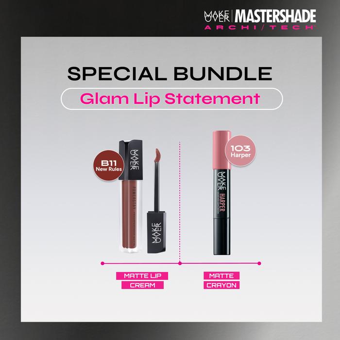 Gambar [SPECIAL RAMADAN] MAKE OVER Glam Lip Statement Matte Bundle - Transferproof Matte Lip Cream Bundle + Color Stick Matte Crayon - Paket Lipcream Ombre Lips Bibir Tahan Lama Tidak Kering Ringan Halus - CSMC HARPER+B11 dari makeoverid_NEW undefined Tokopedia