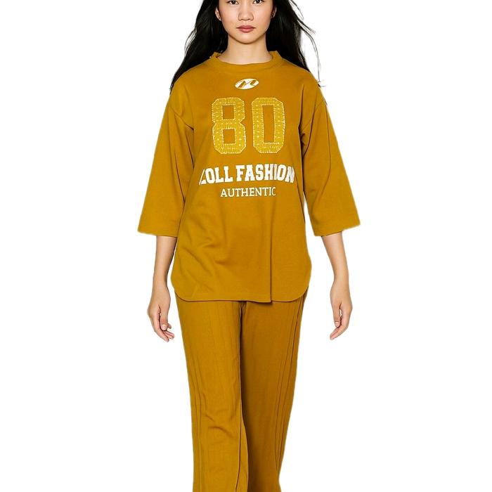 Gambar IBM-COZIE ONE SET Oneset Setelan Polos Wanita Print Knit Zenic Oversize Wanita Dewasa / Remaja Celana Prisket Kekinian 2025 Kulot Panjang - kuning dari inibarumurah_NEW undefined Tokopedia