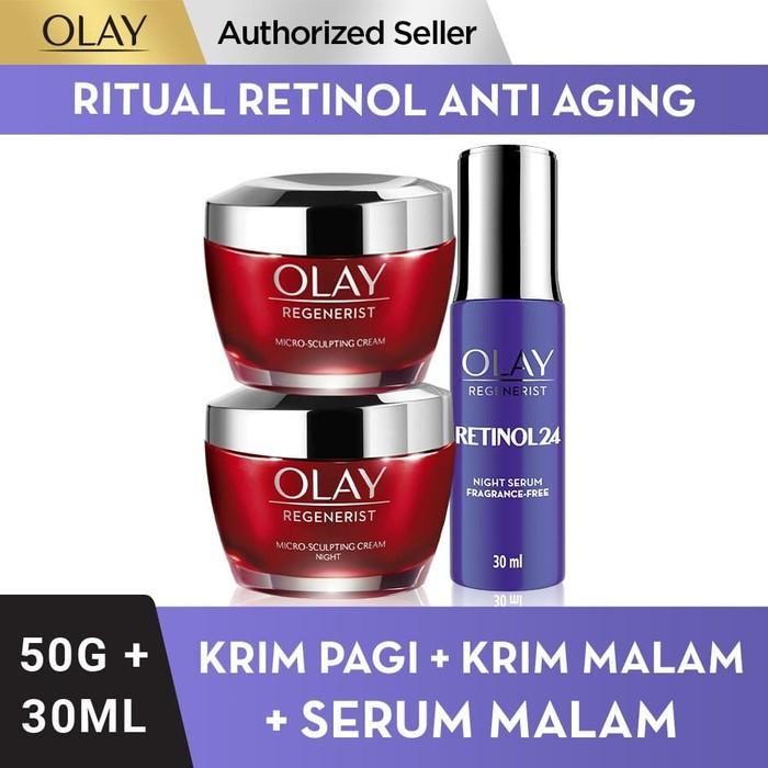 Gambar [LEBIH HEMAT] Olay Retinol Ritual Pelembap & Serum Anti Aging - White, Standar dari P&G Store undefined Tokopedia